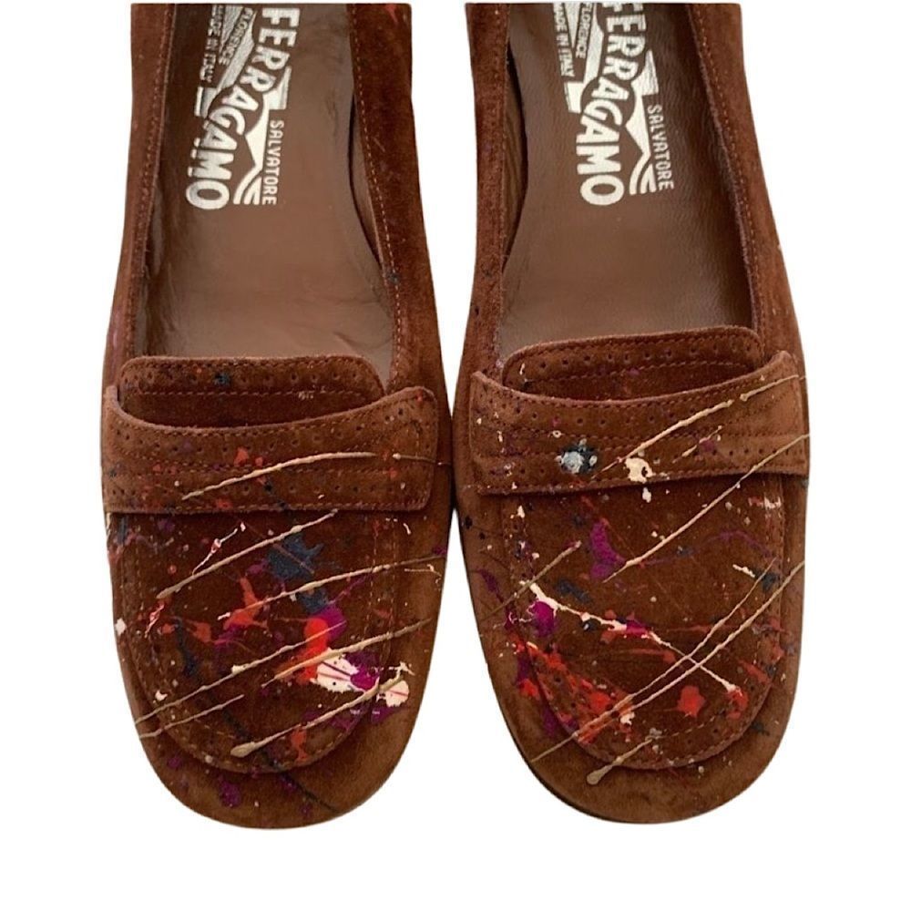 SALVATORE FERRAGAMO Suede Brown Size 6. The shoes read 6.5, but they fit like 6.
